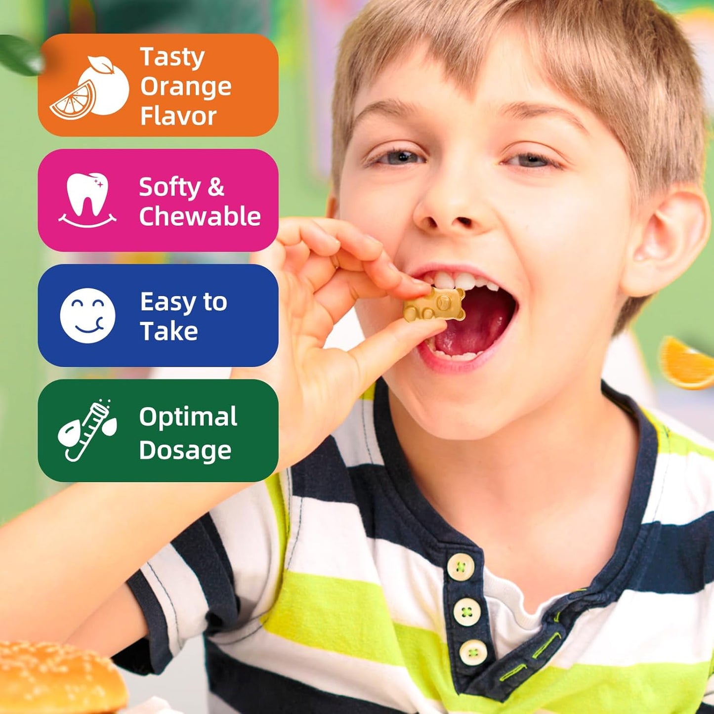 Vegan Sugar-Free Magnesium Gummies for Kids & Adults - Supports Sleep, Brain, Immune, & Bone Health - Orange Flavored Supplement - 60ct