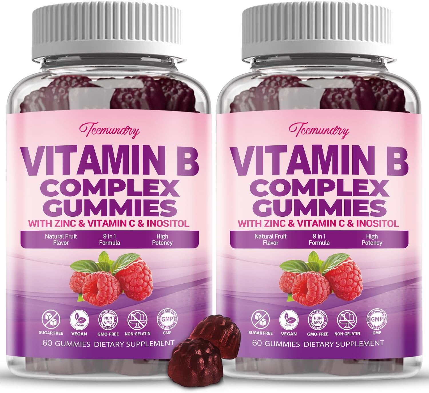 Vegan Sugar-Free Women's Vitamin B Complex Gummies with Methyl B12, Folate, Vitamin C, Zinc - Energy, Immune Support (120 Count)