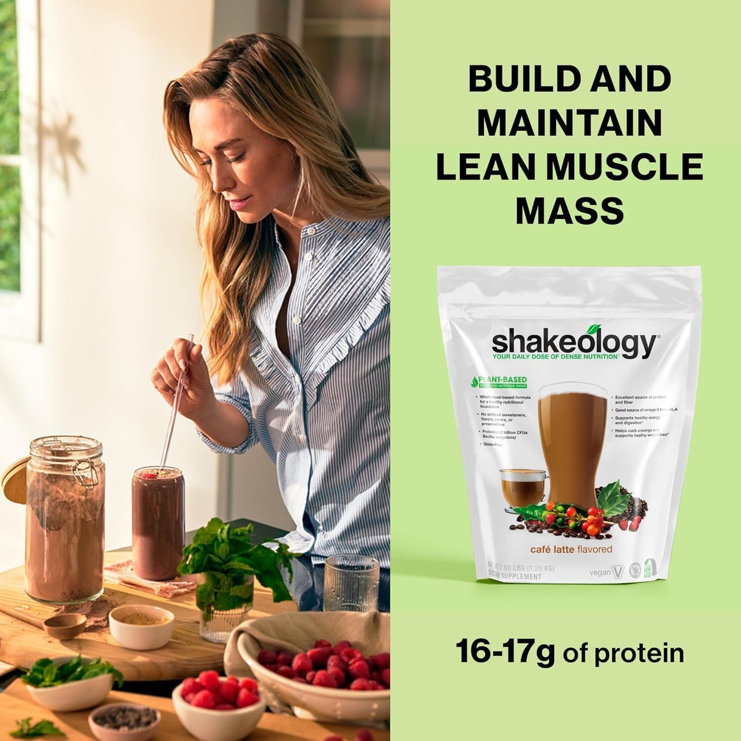 Vegan Superfood Protein Powder for Healthy Weight Loss & Lean Muscle Support - Gluten Free Cafe Latte Shakeology - 30 Servings