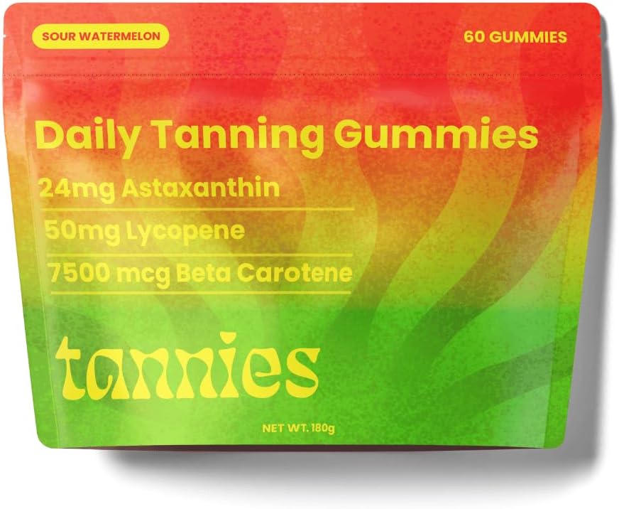 Vegan Tanning Gummies with Astaxanthin, Lycopene, Beta Carotene | Boost Melanin for Radiant Skin | Non-GMO Supplement for Skin Health & Glow | 30-Day Supply