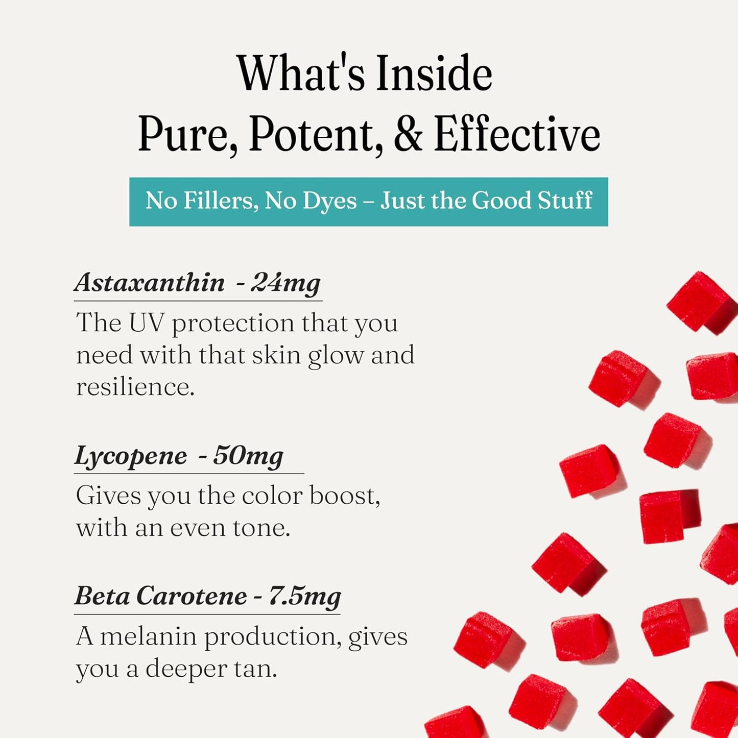 Vegan Tanning Gummies with Astaxanthin, Lycopene, Beta Carotene | Boost Melanin for Radiant Skin | Non-GMO Supplement for Skin Health & Glow | 30-Day Supply