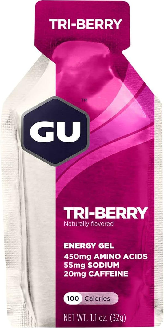 Vegan Tri-Berry Energy Gel for Workouts - Gluten-Free, Dairy-Free, Kosher, On-the-Go Energy - 8-Count Pack
