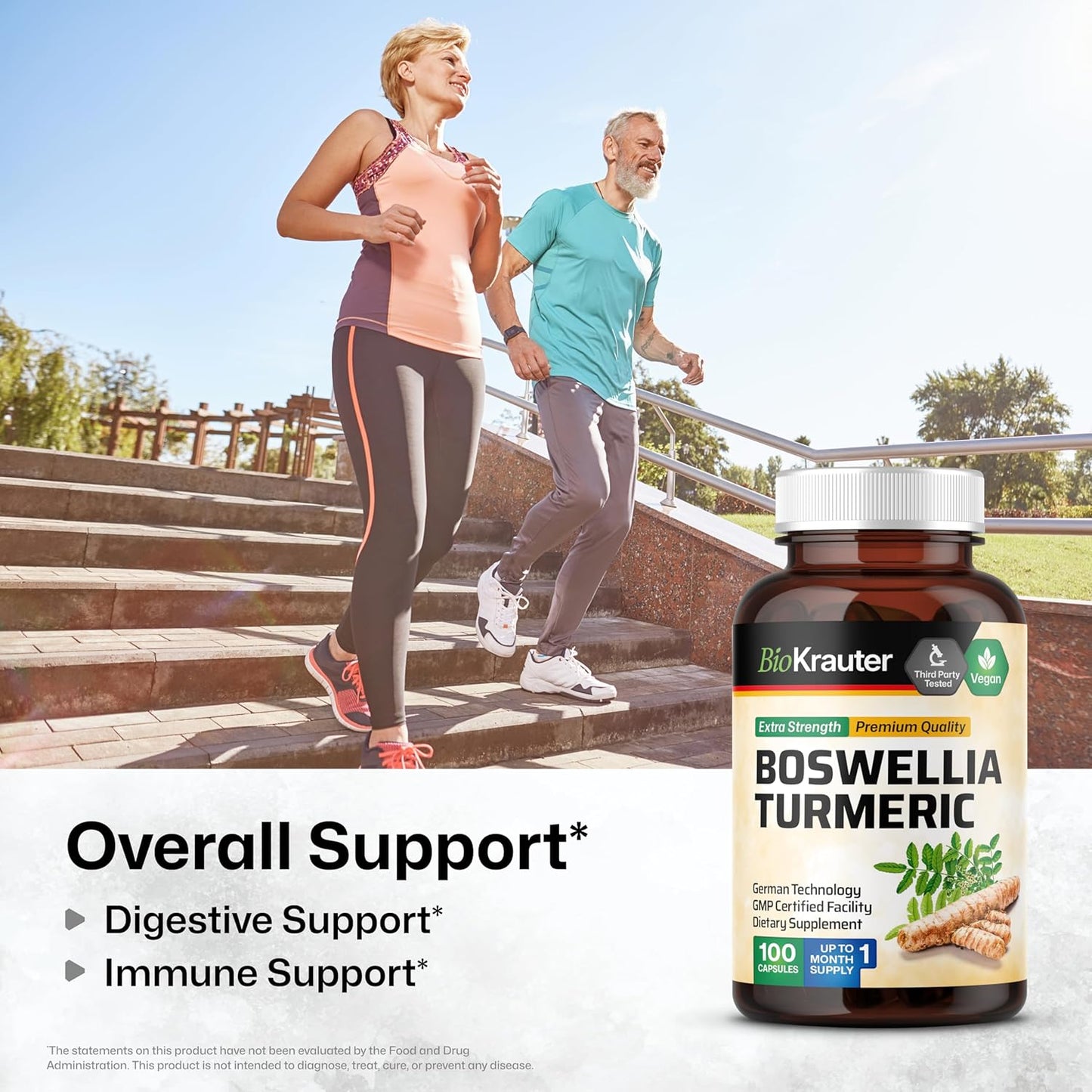 Vegan Turmeric and Boswellia Extract Capsules - 2000 mg Blend with Black Pepper - 100 Count - Herbal Supplement Formula