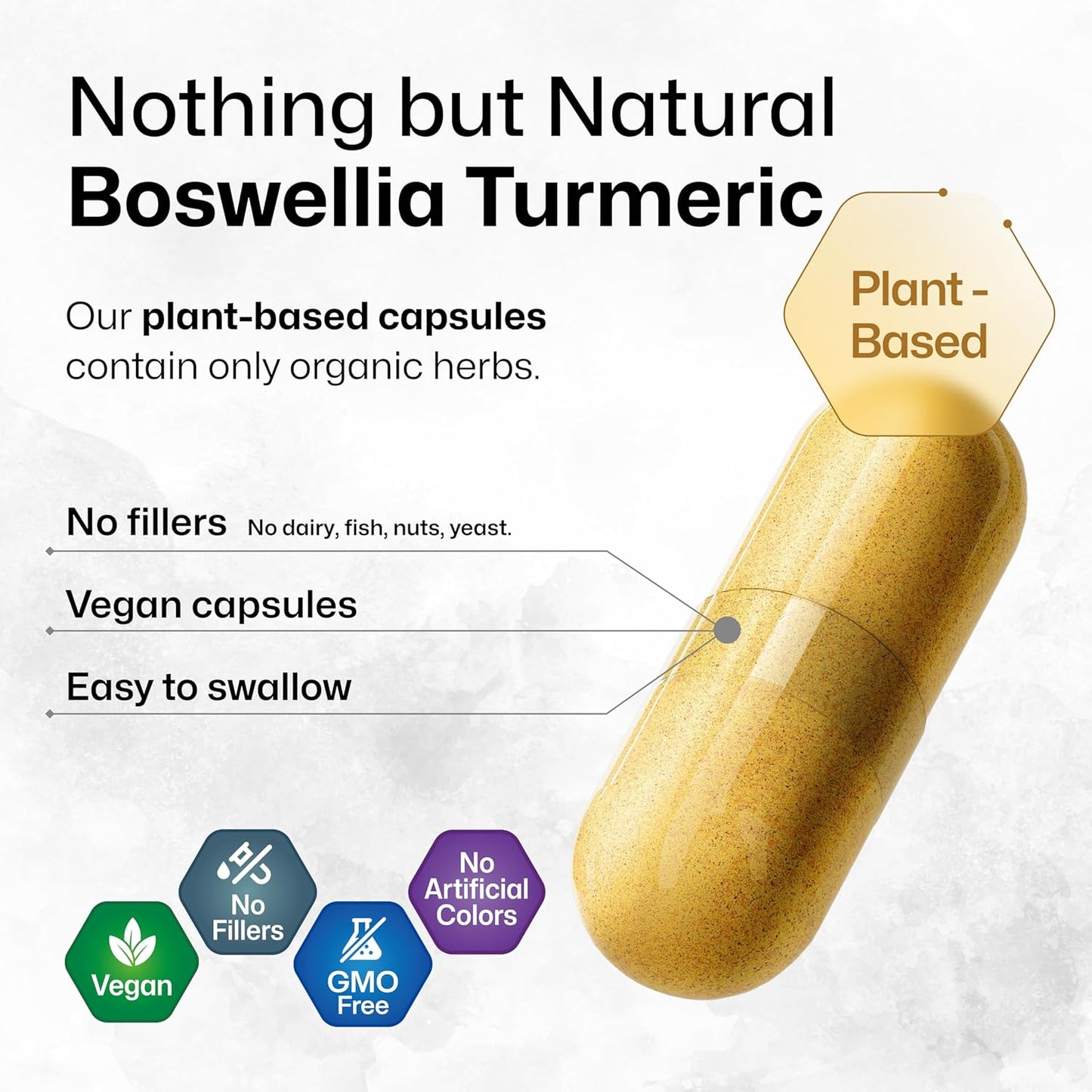 Vegan Turmeric and Boswellia Extract Capsules - 2000 mg Blend with Black Pepper - 100 Count - Herbal Supplement Formula