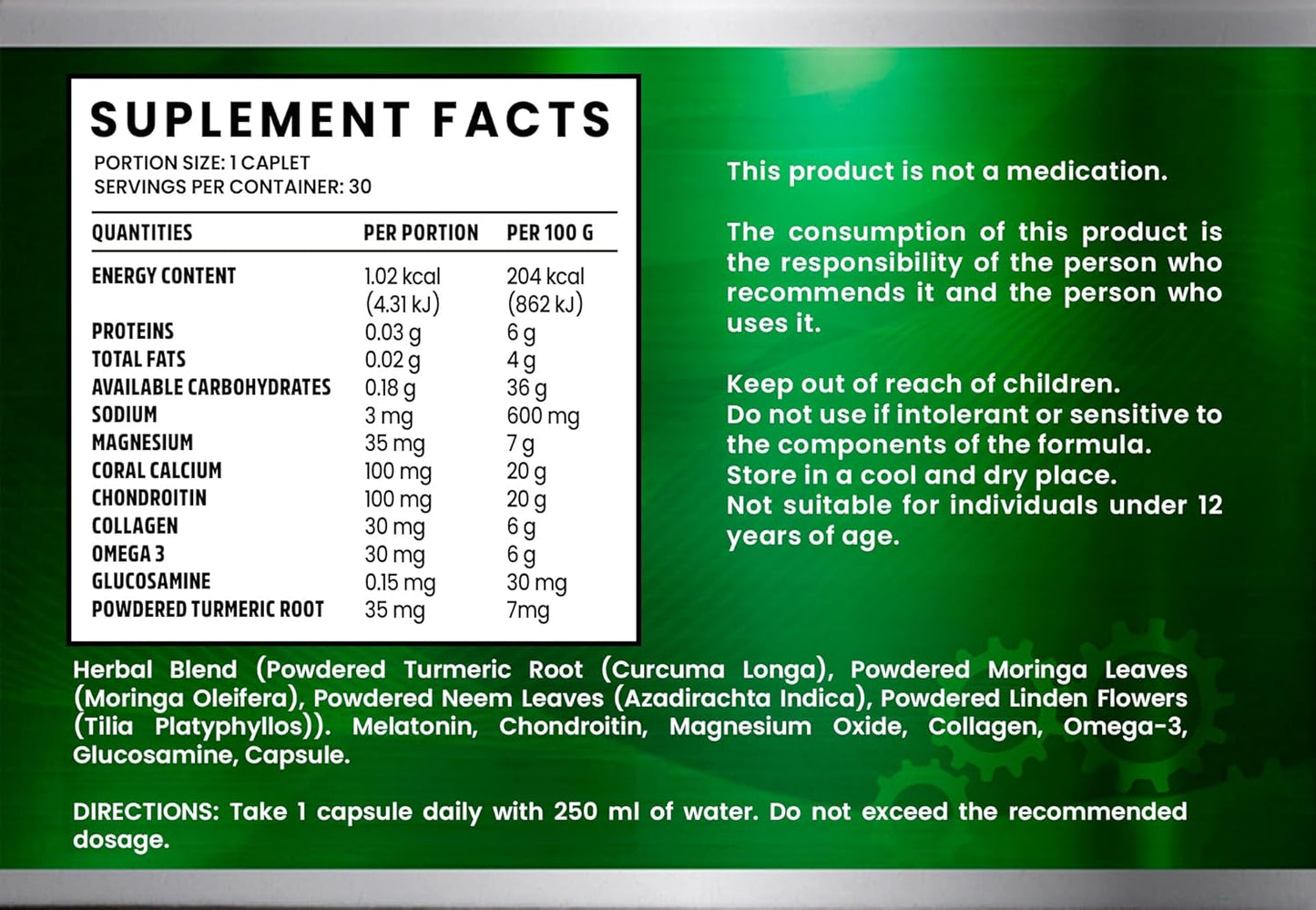 Vegan Ultra Advance Joint Support with Omega-3, Turmeric, Glucosamine Chondroitin - Non GMO, 30 Capsules