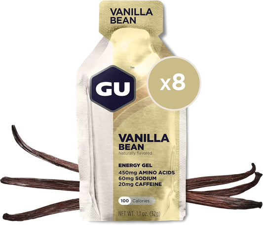 Vegan Vanilla Bean Energy Gel for Any Workout, 8-Pack Gluten-Free & Dairy-Free Kosher Sports Nutrition