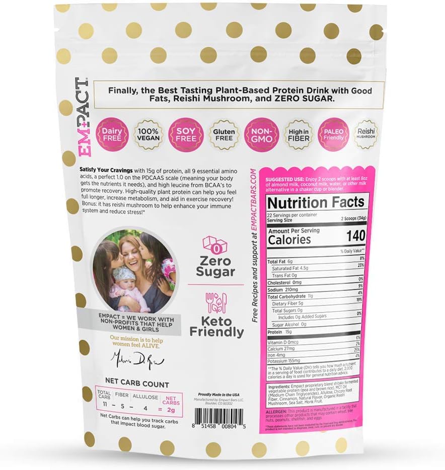 Vegan Vanilla Cinnamon Trimdown Shake - Empact Bars Protein Powder - Keto, Gluten-Free, Non-GMO - 1.65 lb