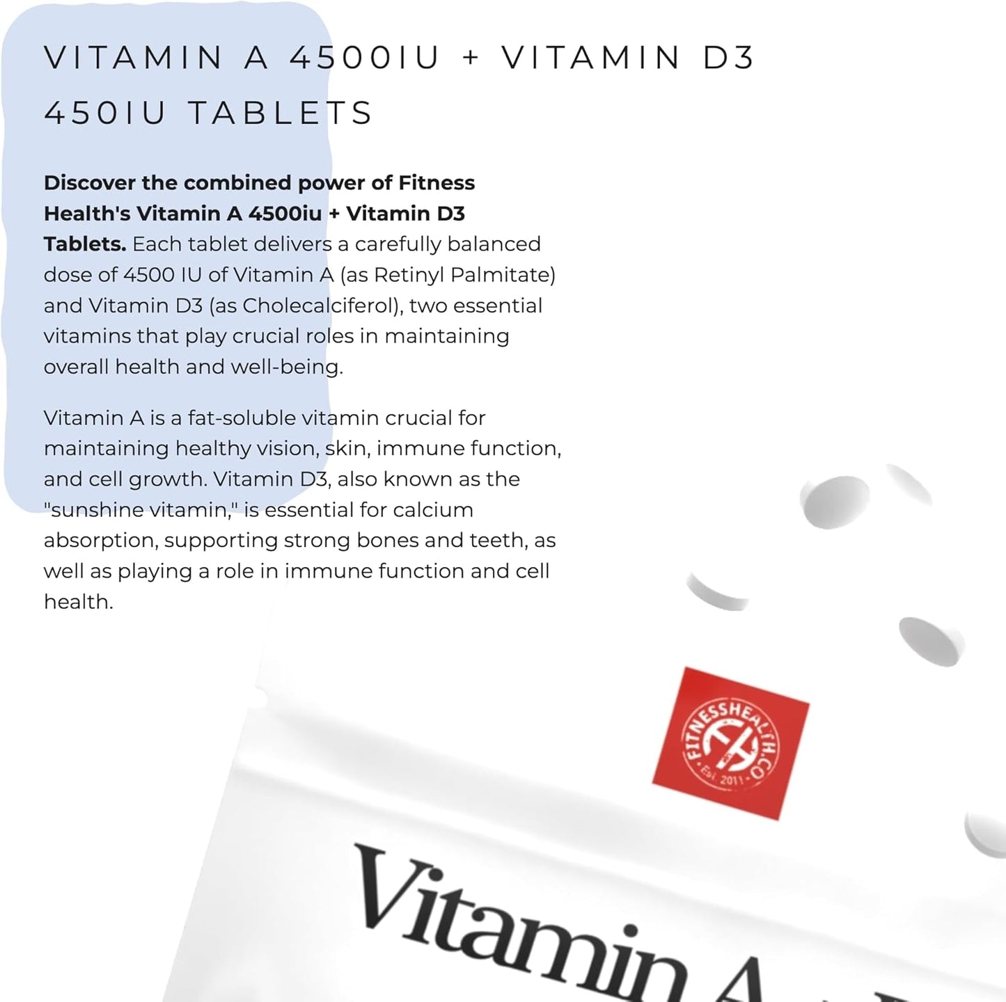 Vegan Vitamin A 10000IU Tablets for Healthy Skin & Vision - Mood Support Supplement - Quality Nutrition for Fitness - Vegan/Vegetarian Friendly - Eco-Friendly Packaging