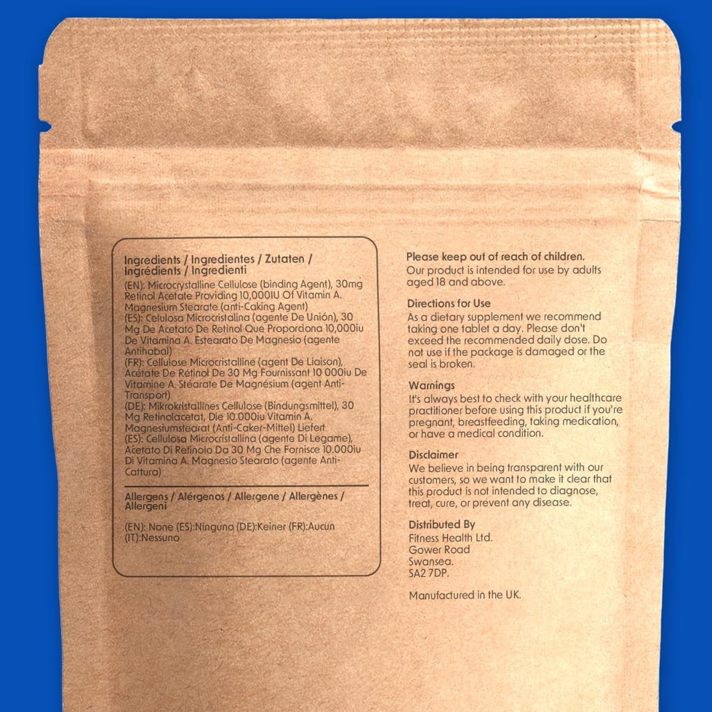 Vegan Vitamin A 10000IU Tablets for Healthy Skin & Vision - Mood Support Supplement - Quality Nutrition for Fitness - Vegan/Vegetarian Friendly - Eco-Friendly Packaging