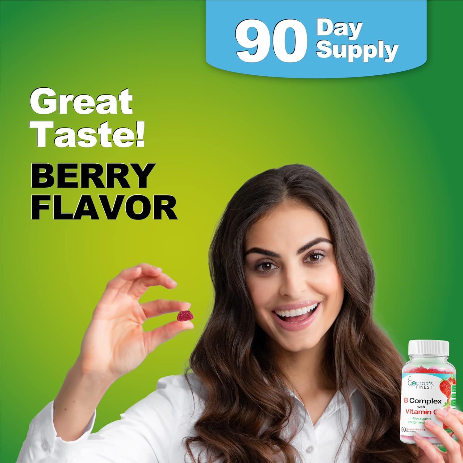 Vegan Vitamin B Complex Gummies with Natural Strawberry Flavor - Energy Support Dietary Supplement for Adults (90 Gummies)