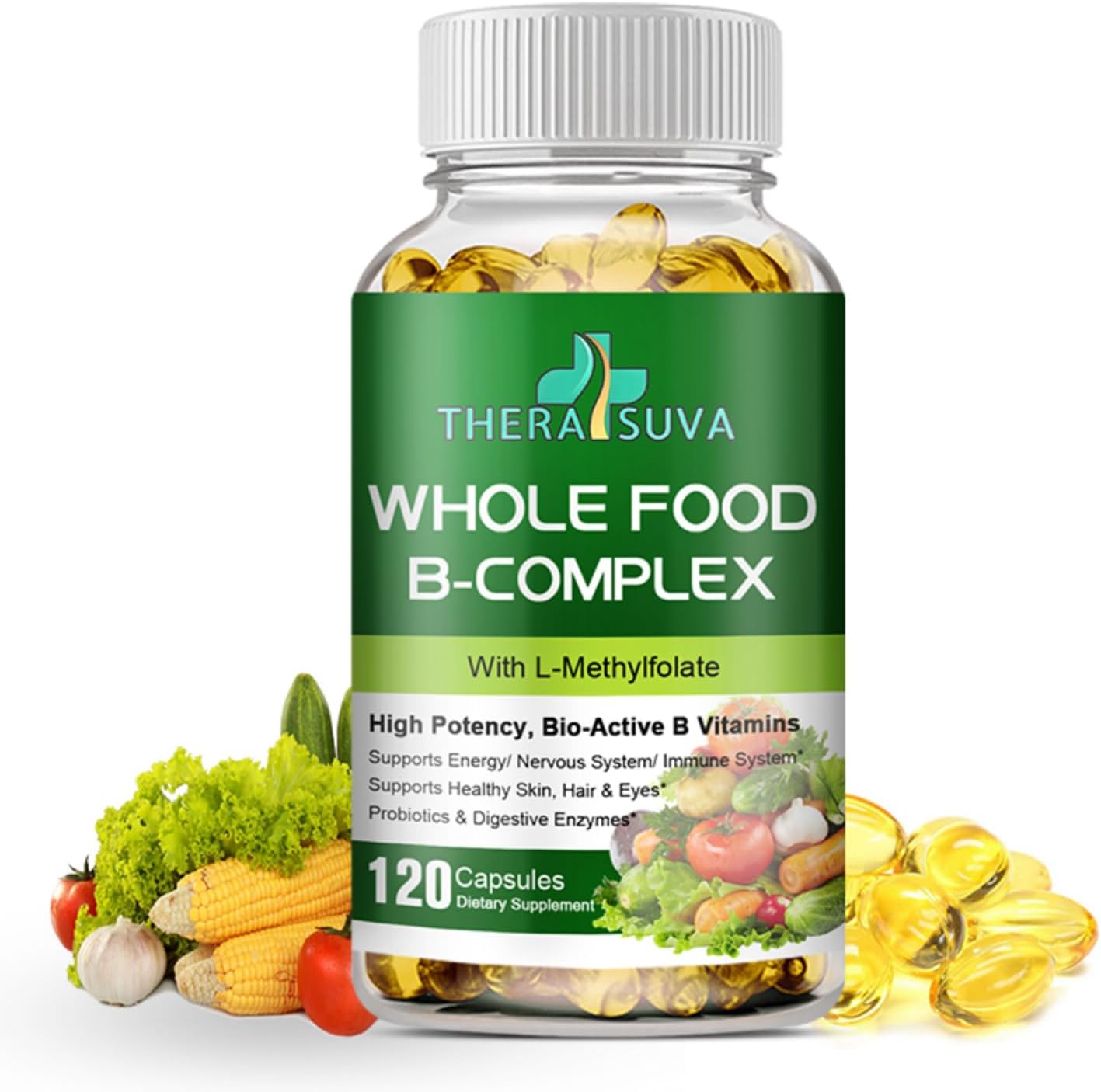 Vegan Vitamin B-Complex Supplement for Metabolism, Immune & Digestive Support - 120 Capsules