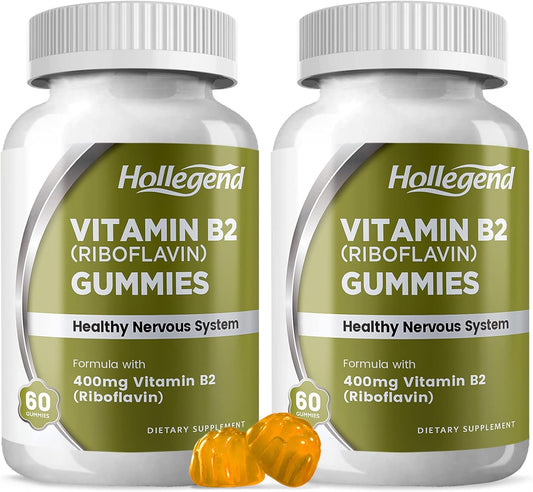 Vegan Vitamin B2 Gummies for Migraine Relief - 400mg Riboflavin Chewable Supplement, Non GMO, Orange Flavor - 120 Count