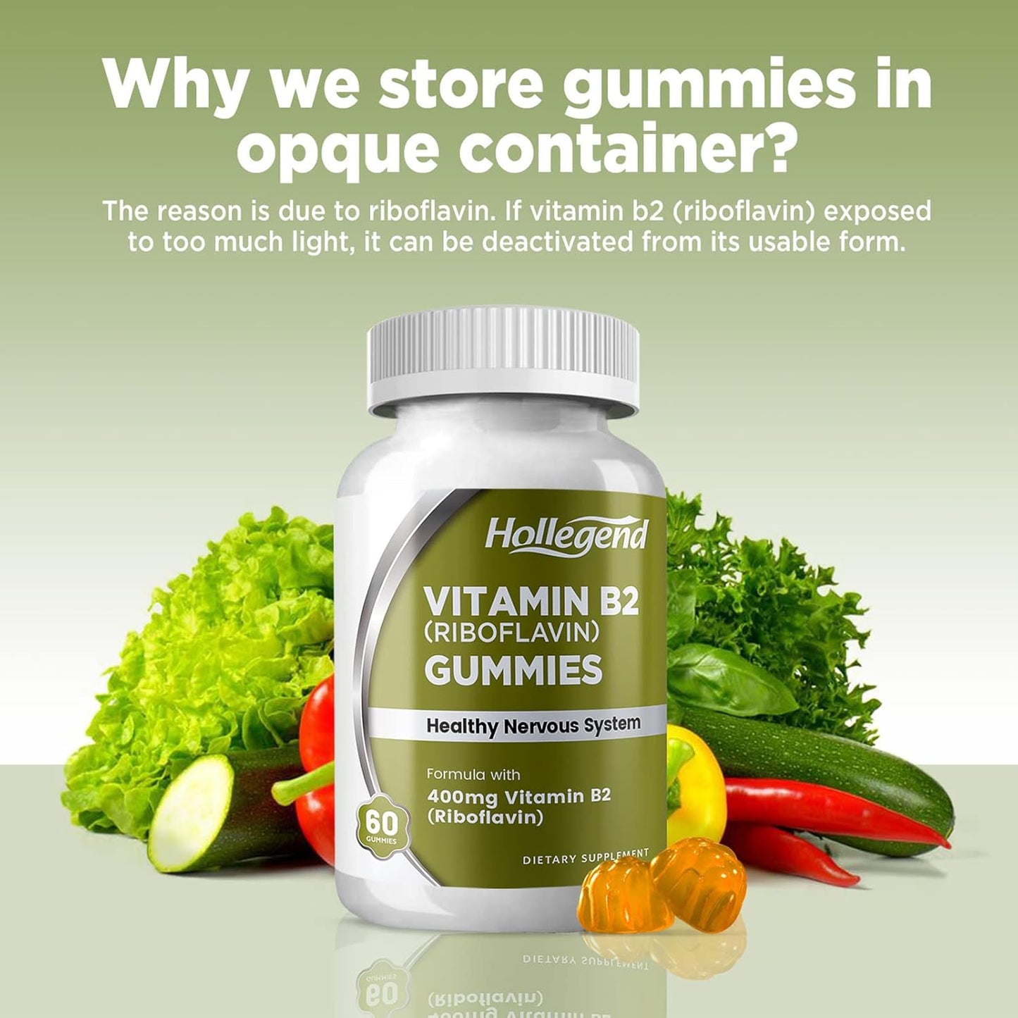 Vegan Vitamin B2 Gummies for Migraine Relief - 400mg Riboflavin Chewable Supplement, Non GMO, Orange Flavor - 120 Count