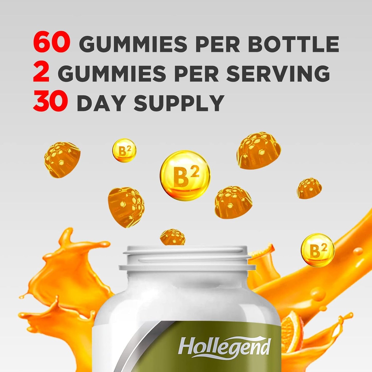 Vegan Vitamin B2 Gummies for Migraine Relief - 400mg Riboflavin Chewable Supplement, Non GMO, Orange Flavor - 120 Count