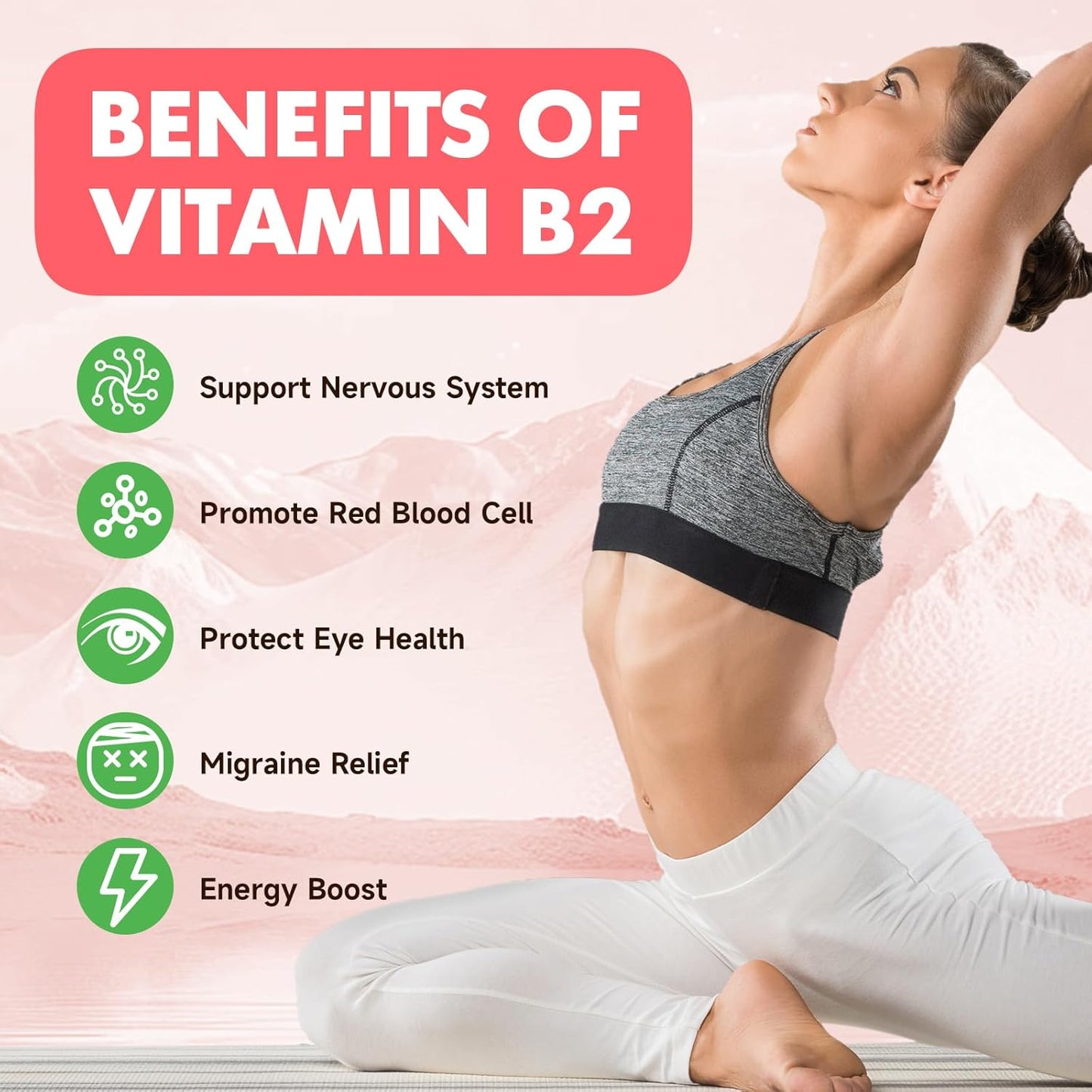 Vegan Vitamin B2 Gummies with Magnesium for Migraine Relief - 60 Count