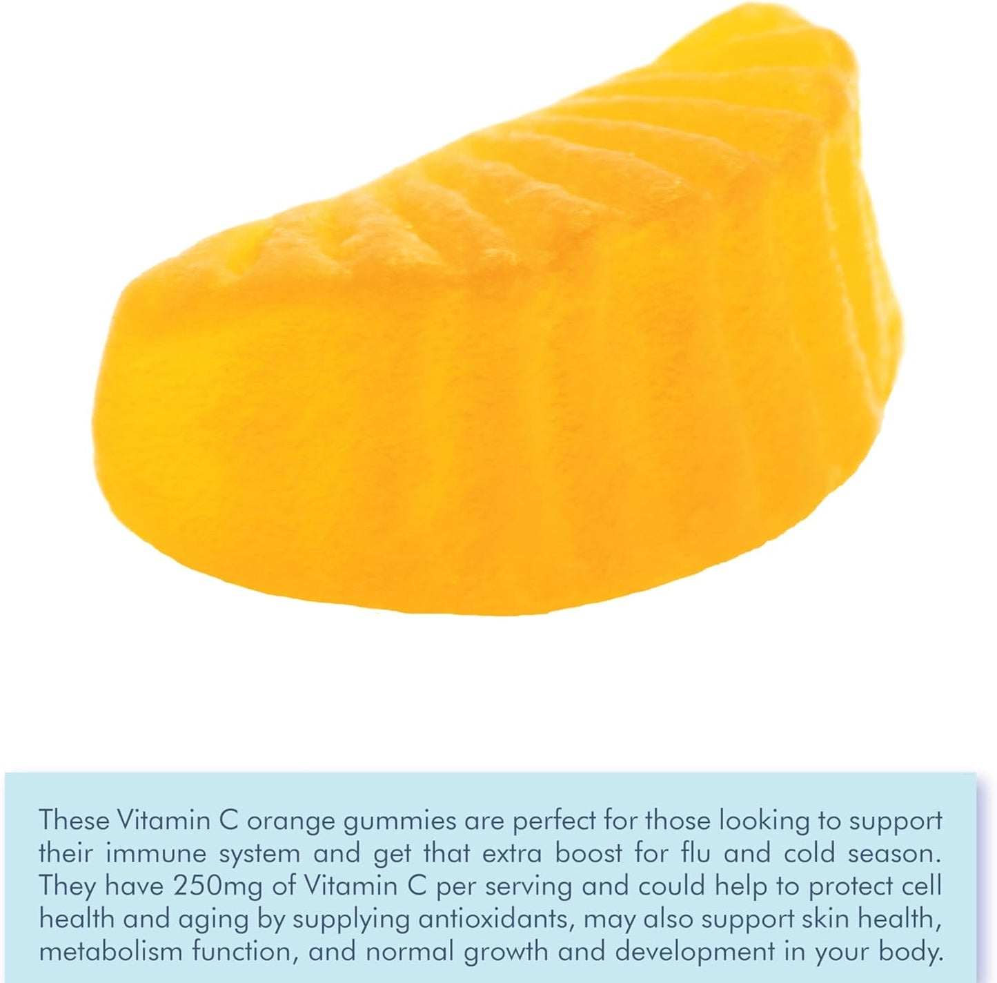 Vegan Vitamin C Gummies for Adults - Immune Support Supplement with 250mg Vitamin C, Orange Flavor, 60 Count