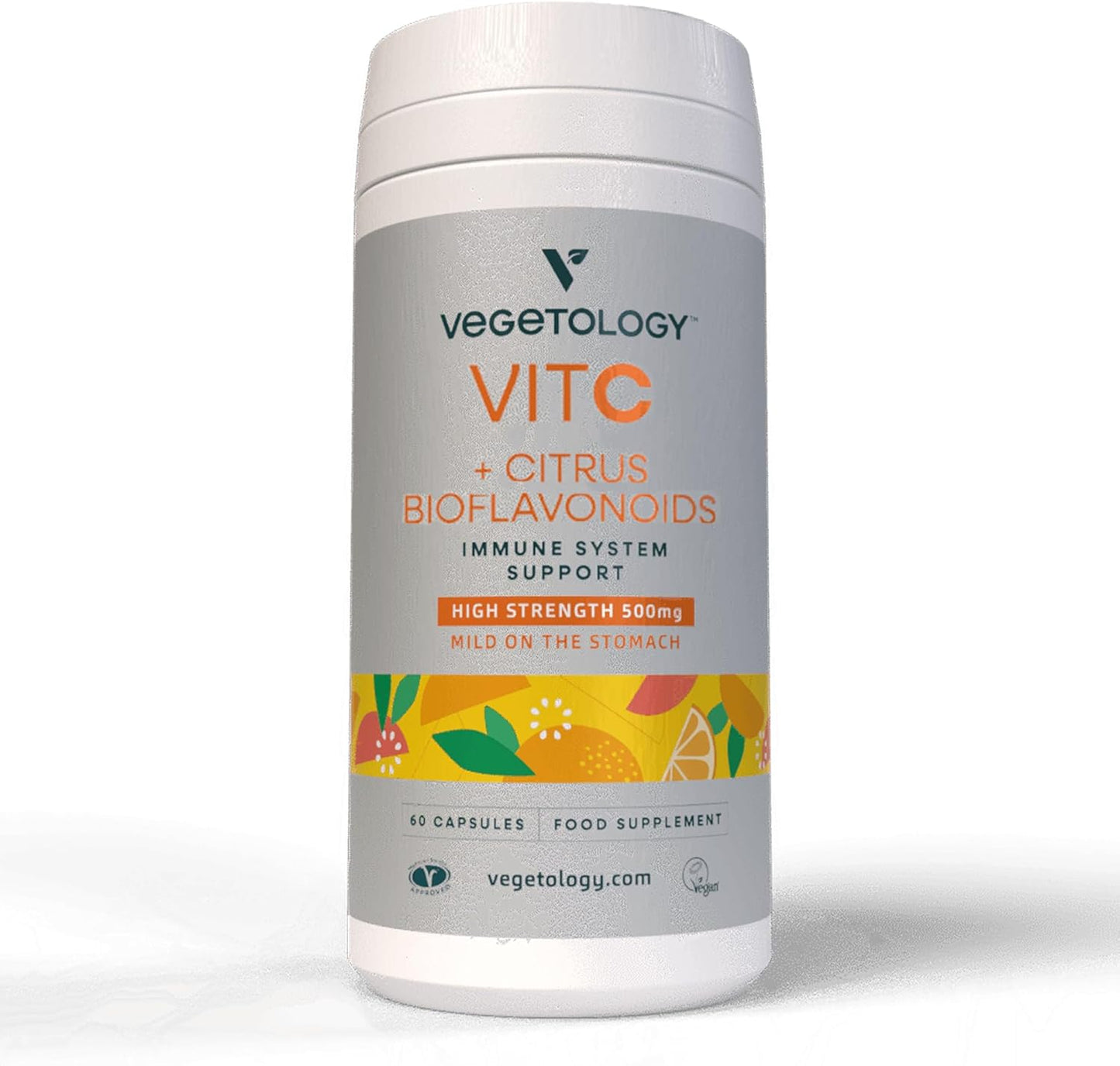 Vegan Vitamin C with Citrus Bioflavonoids - 500mg Capsules for Daily Antioxidant Support - 60 Count