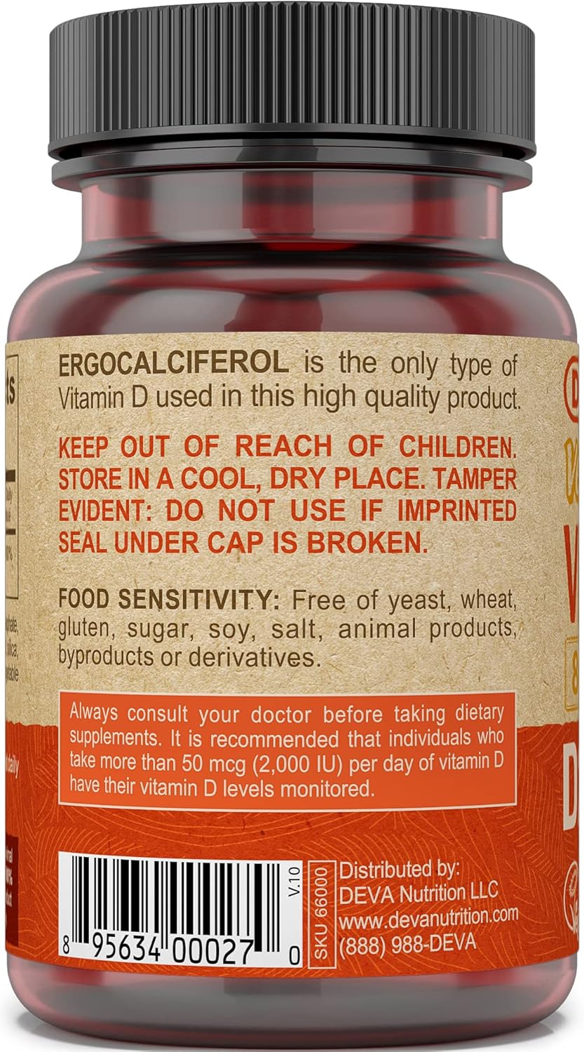 Vegan Vitamin D2 800 IU Supplement, Ergocalciferol Tablets, Animal Ingredient-Free, 90 Count