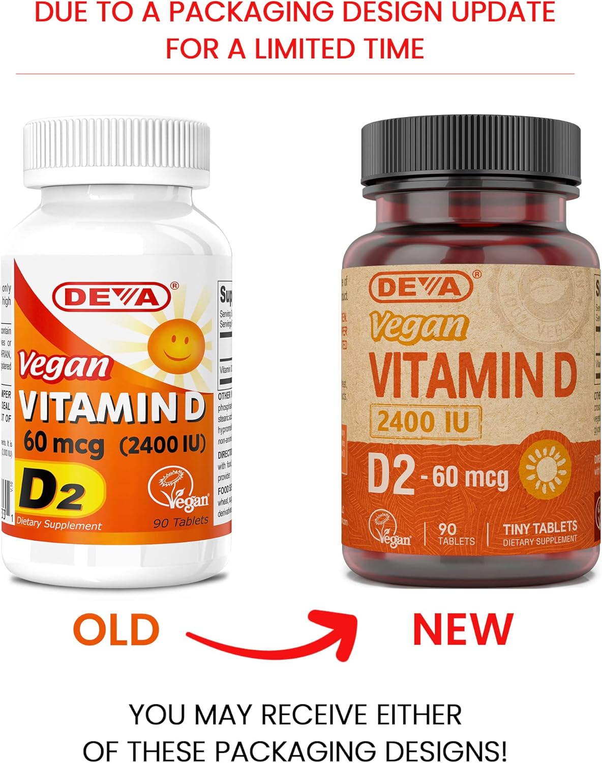 Vegan Vitamin D2 Supplement 60 mcg 2400 IU, Ergocalciferol Tablets - Animal Ingredient-Free (90ct x 3)