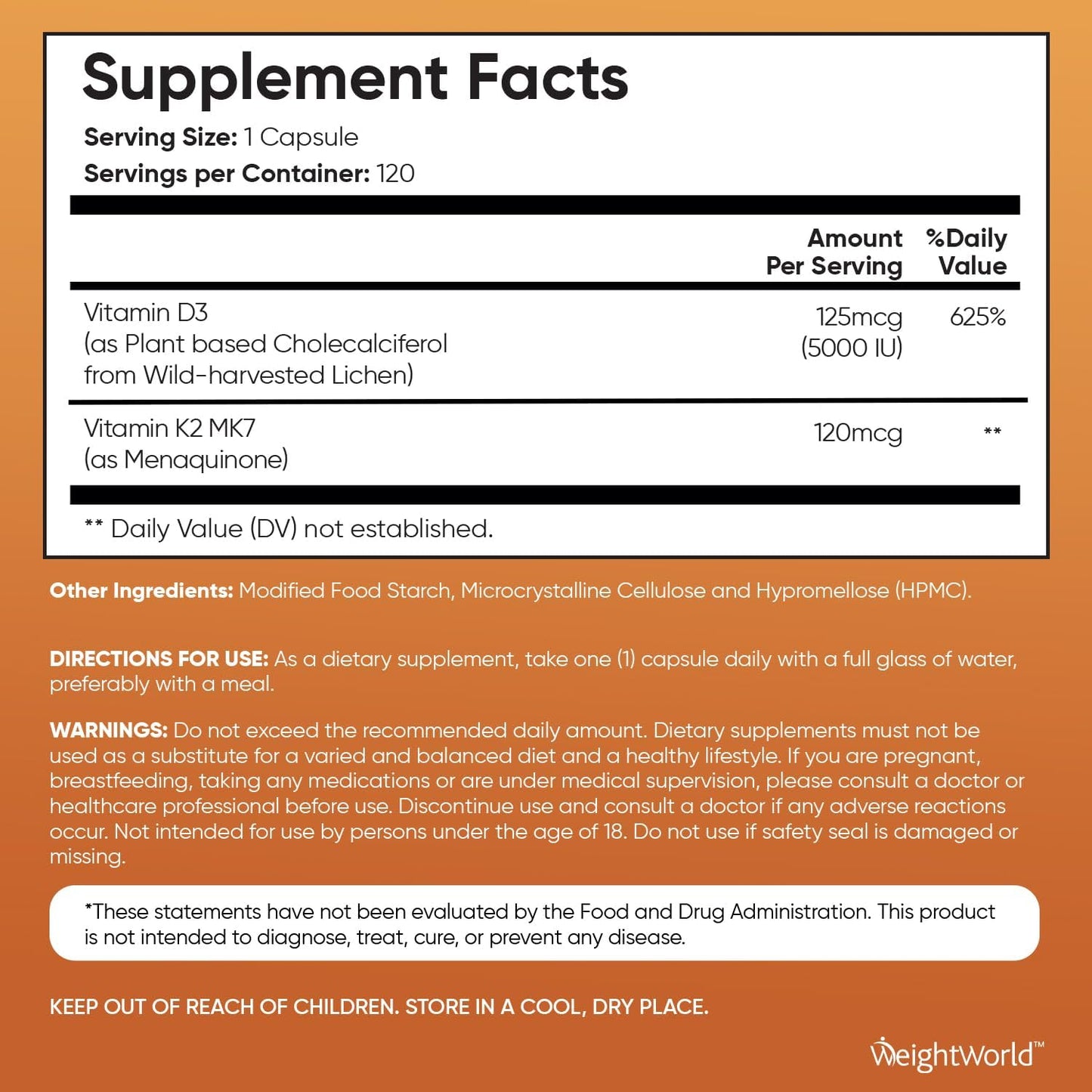 Vegan Vitamin D3 K2 Capsules for Bone Strength & Immune Health - 120 Caps (4 Months Supply) - Gluten-Free & Plant-Based Supplement
