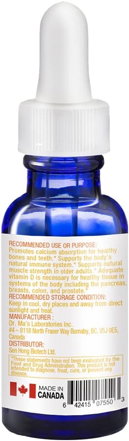 Vegan Vitamin D3 Liquid Drops - 1000 Servings, 400 IU per Serving, Ideal for Infants, Babies & Adults, Supports Healthy Bones & Teeth - 1 Fl Oz