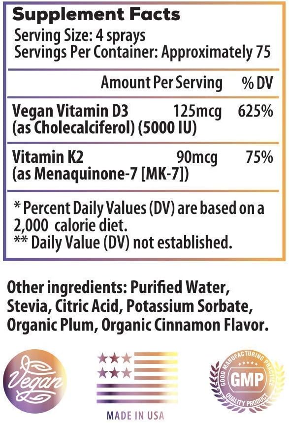 Vegan Vitamin D3 + MK7 Sublingual Spray with Full Spectrum B12