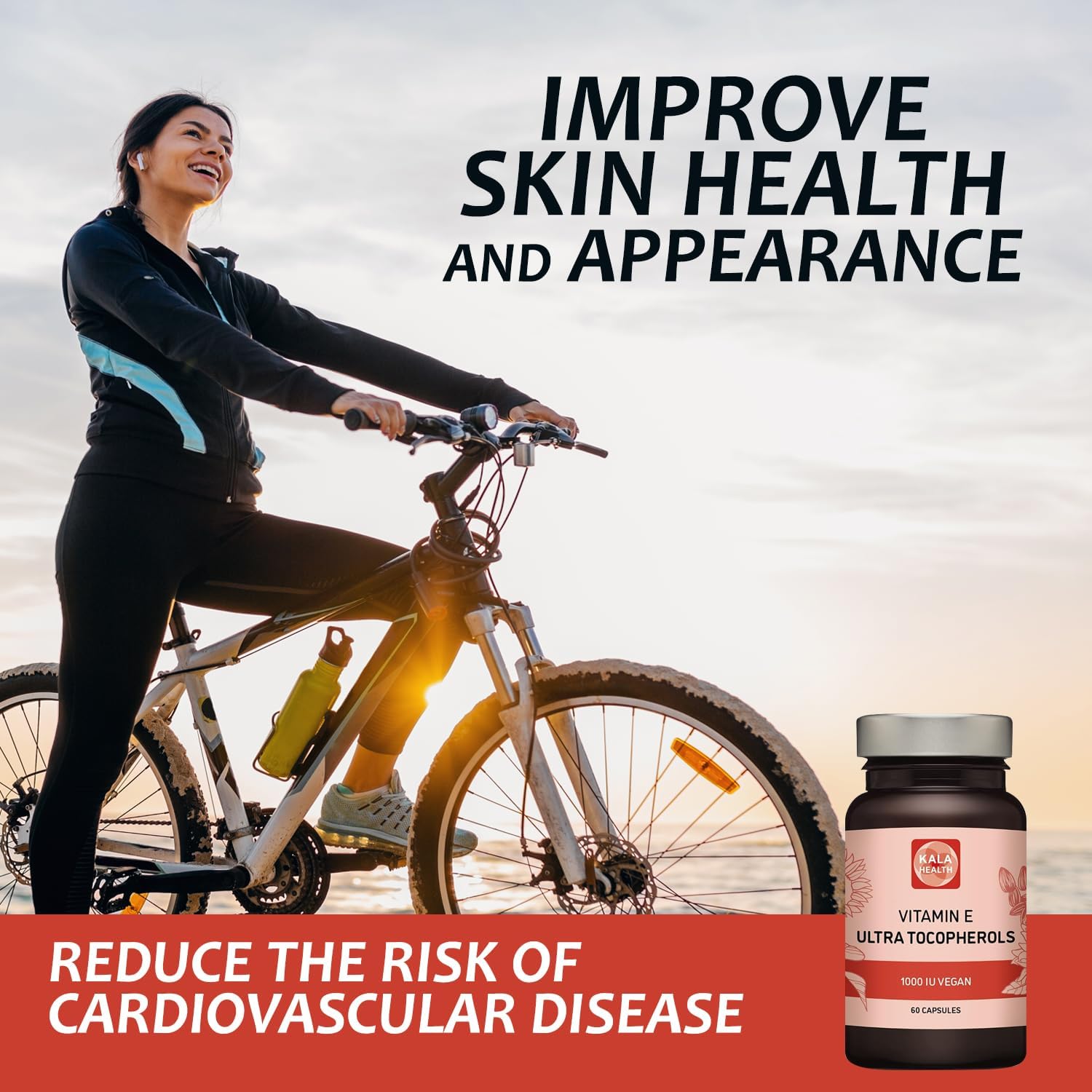 Vegan Vitamin E Supplement with All 4 Tocopherols - 1000 IU Ultra Tocopherol - Alpha, Beta, Gamma, Delta - 450mg - Kala Health - BoostGo Australia