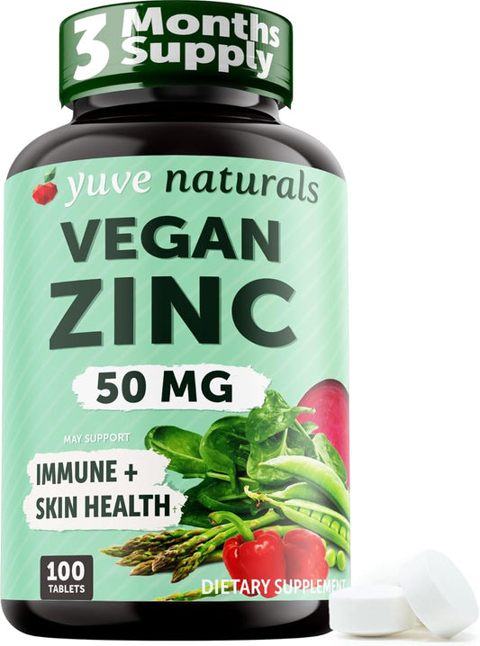 Vegan Zinc Supplements 50mg for Immune Support, Cold and Flu Relief, Clear Skin, Hormone Balance - 100 Tablets - BoostGo Australia