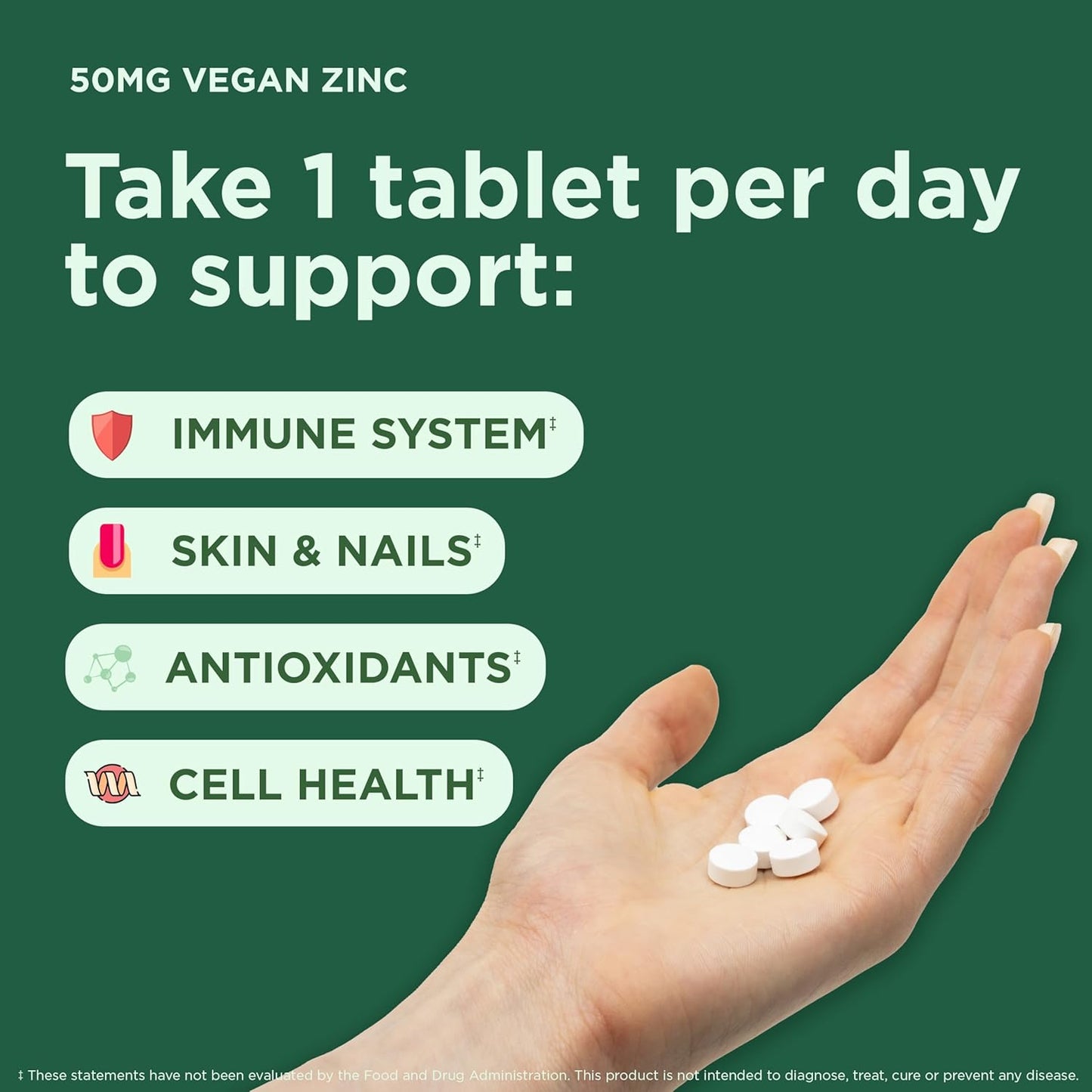 Vegan Zinc Supplements 50mg for Immune Support, Cold and Flu Relief, Clear Skin, Hormone Balance - 100 Tablets - BoostGo Australia