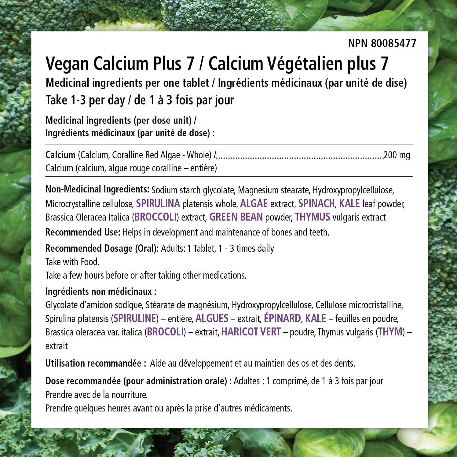 Veganly Vitamins: Plant-Based Calcium Plus 7 for Bone and Teeth Health (90 Capsules)