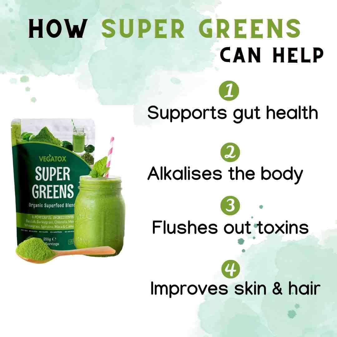 Vegatox Super Greens Powder 250g | Natural Vegan Green Superfood for Immunity Support, Energy Boost & Detox | Alkaline Formula with 50 Servings