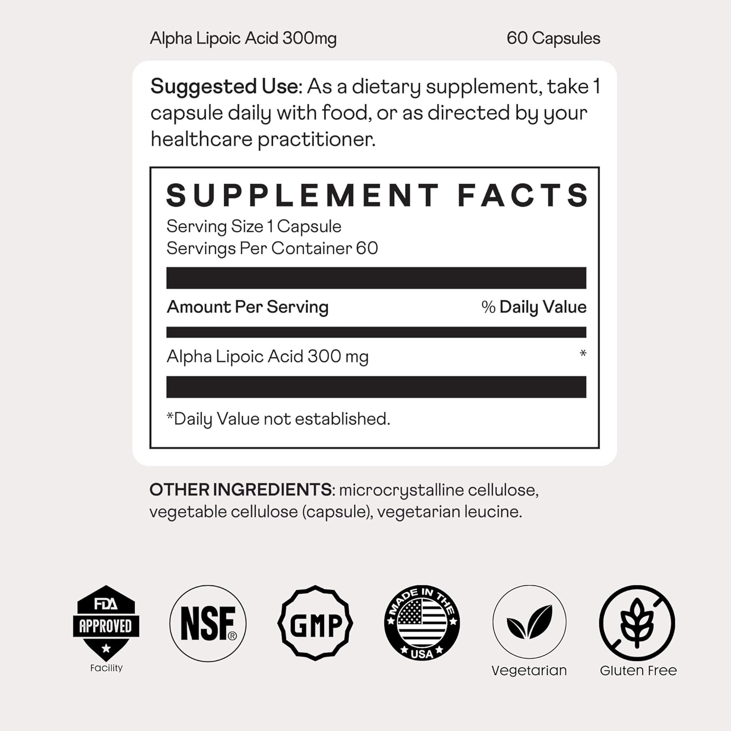 Vegetarian Alpha Lipoic Acid 300mg Capsules - Antioxidant Support for Healthy Aging & Energy Production - Gluten-Free Supplement for Nerve Function & Metabolism - 60 Count - BoostGo Australia