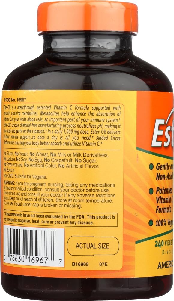 Vegetarian American Health Ester-C 500 Supplement with Citrus Bioflavonoids