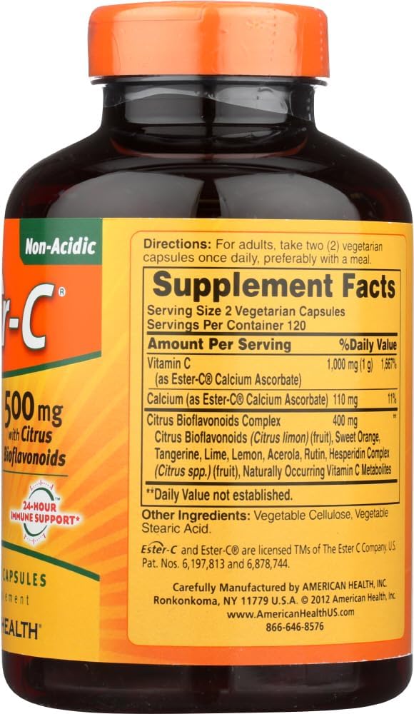 Vegetarian American Health Ester-C 500 Supplement with Citrus Bioflavonoids
