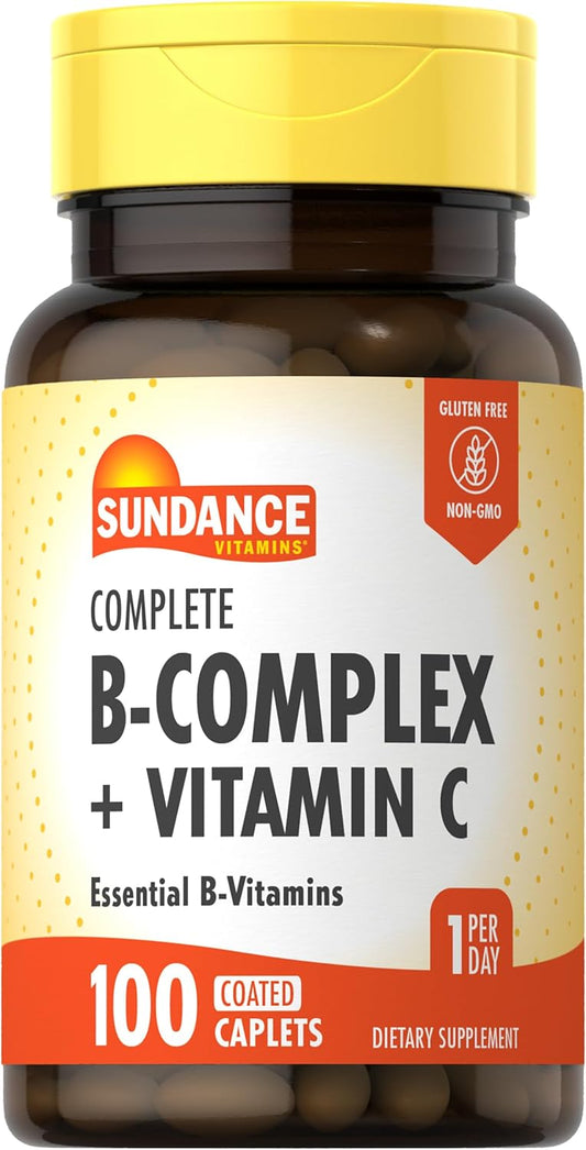 Vegetarian B-Complex with Vitamin C Caplets | 100 Count | Non-GMO and Gluten Free Formula