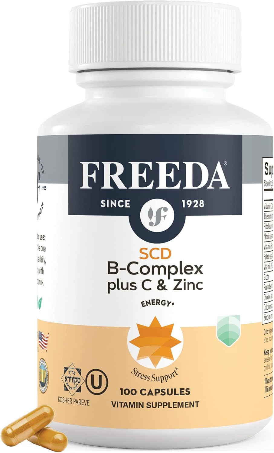 Vegetarian B Complex with Vitamin C, Zinc & B12 - 100 Capsules, SCD Legal & Daily Health Support