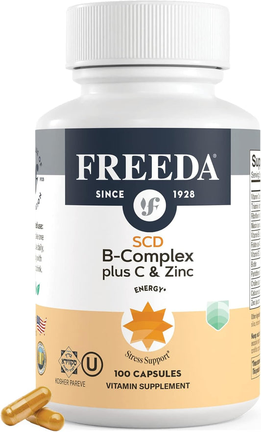 Vegetarian B Complex with Vitamin C, Zinc & B12 - 100 Capsules, SCD Legal & Daily Health Support