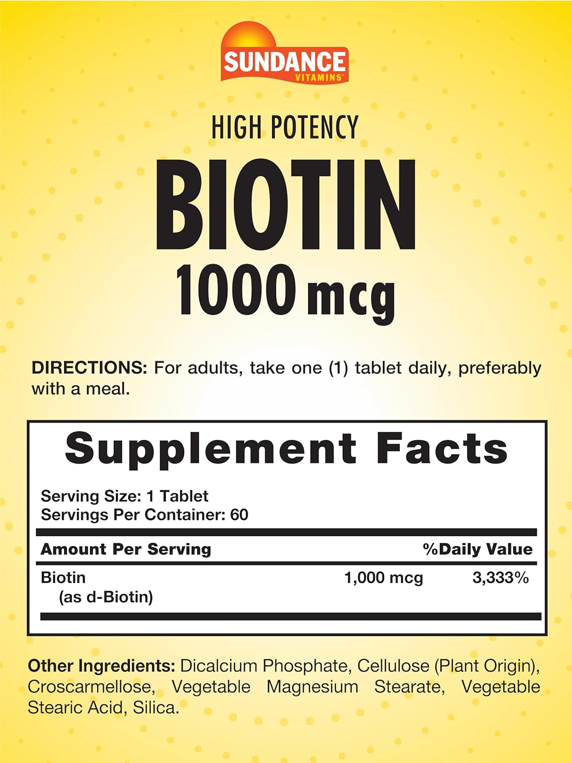 Vegetarian Biotin Supplement 1,000 mcg | High Potency B Vitamin Tablets | Non-GMO & Gluten Free