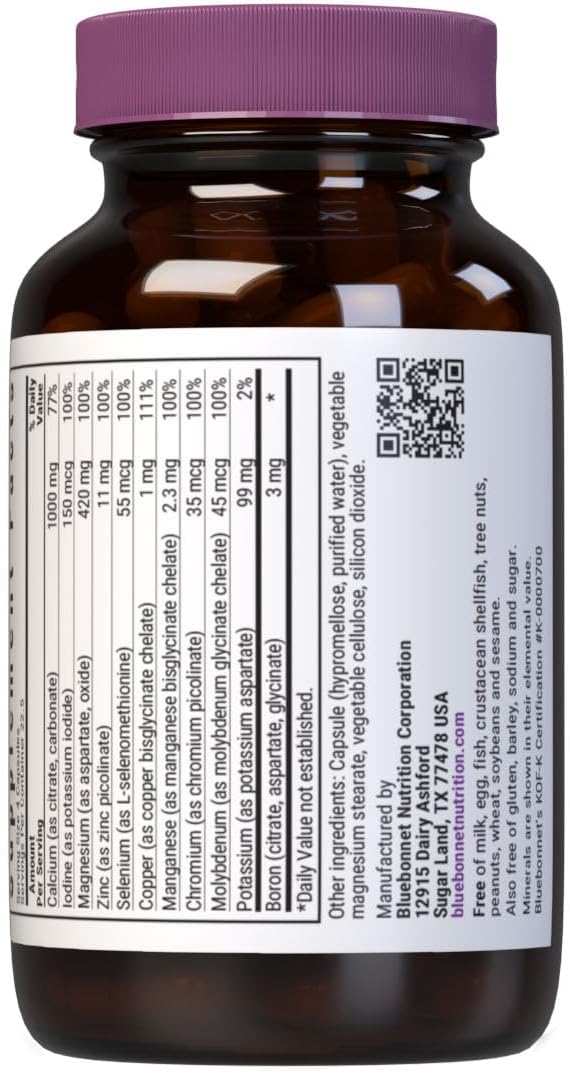 Vegetarian Bluebonnet Multi Mineral Plus Boron Capsules, Iron-Free - 90 Count