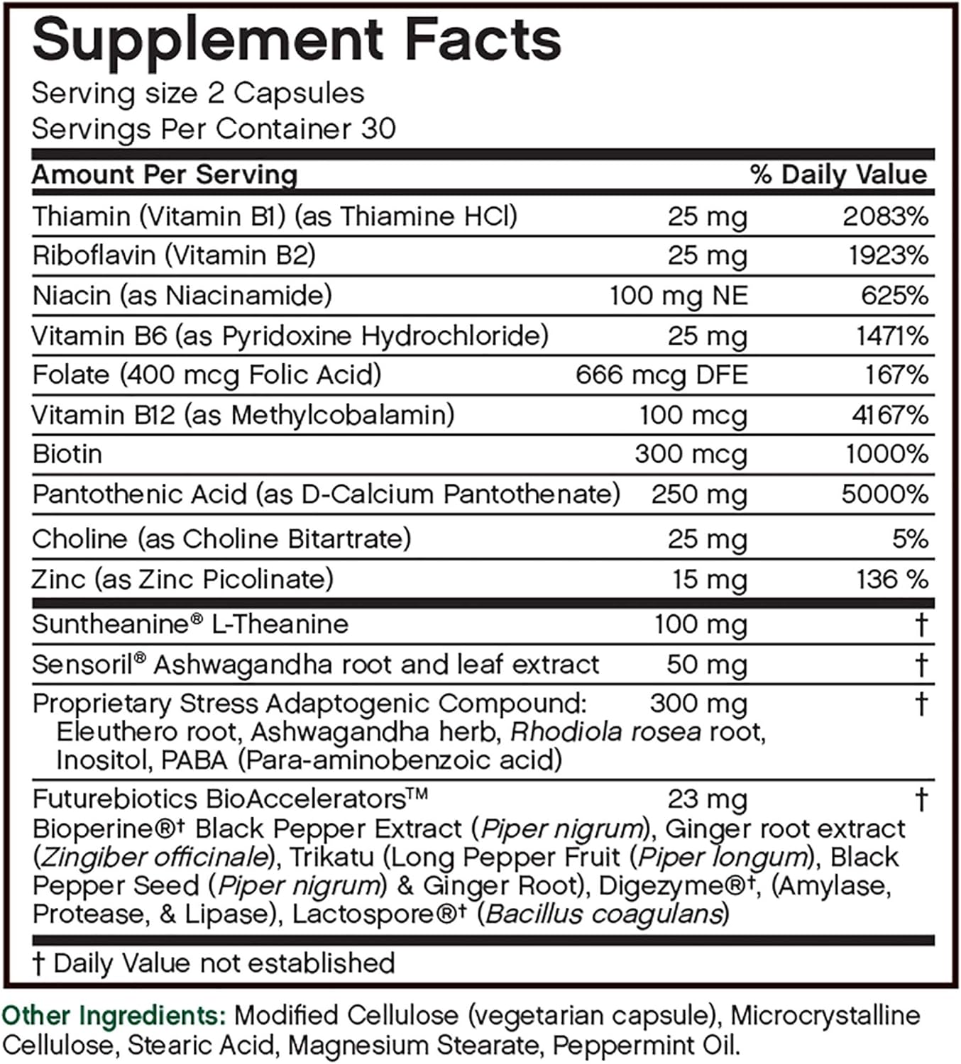 Vegetarian Capsules Futurebiotics StressAssist 60 Count for Stress Relief