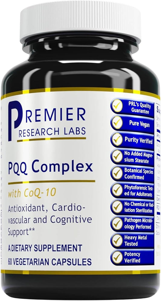 Vegetarian Coenzyme Q10 & PQQ Supplement for Antioxidant & Heart Support - 60 Capsules