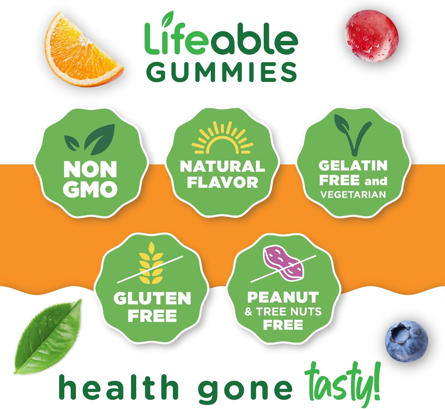 Vegetarian Collagen Gummies with Vitamin C | 100mg Lifeable Collagen Peptides | Hair Skin Nails Supplements for Adults | 90 Great-Tasting Gummies