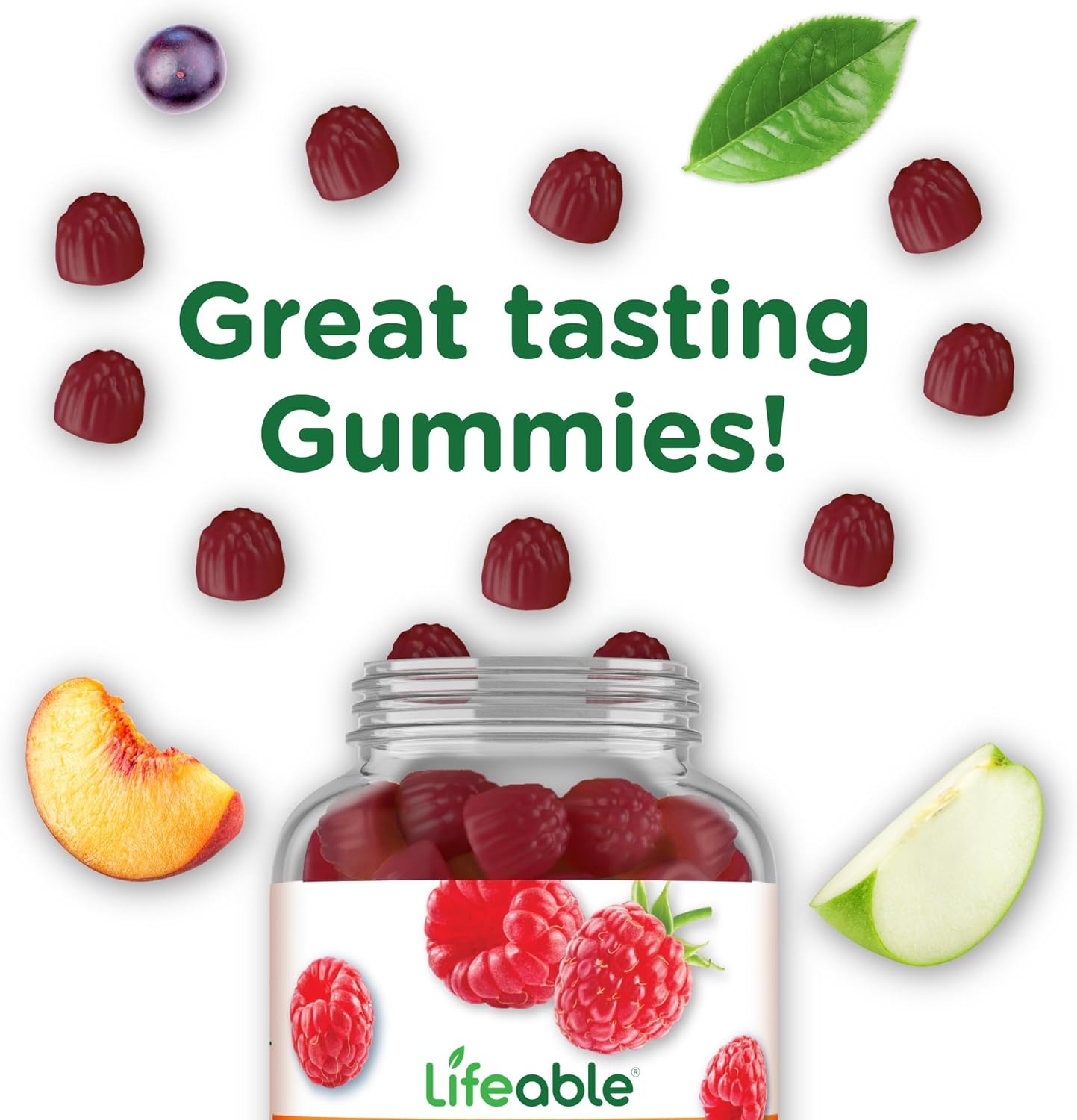 Vegetarian Collagen Gummies with Vitamin C | 100mg Lifeable Collagen Peptides | Hair Skin Nails Supplements for Adults | 90 Great-Tasting Gummies