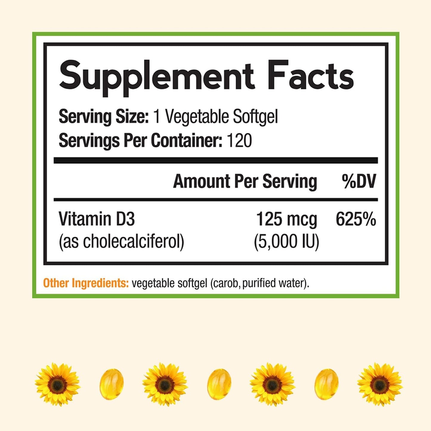 Vegetarian Doctor's Recipes Vitamin D3 5000IU Softgels for Immune Support and Bone Health