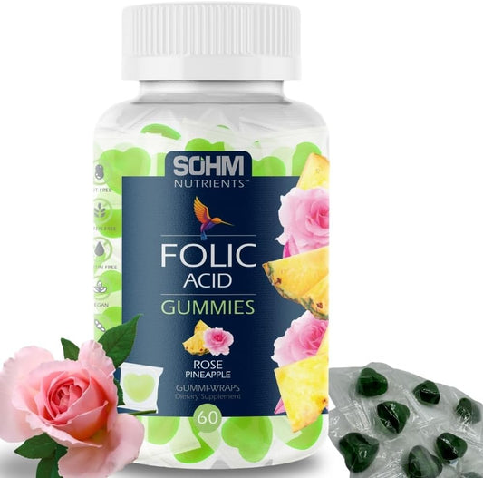 Vegetarian Folic Acid Gummies 300mcg, 60 Count - Supports Red Blood Cell Production - Vitamin B9 Supplement for Healthier Lives - BoostGo Australia