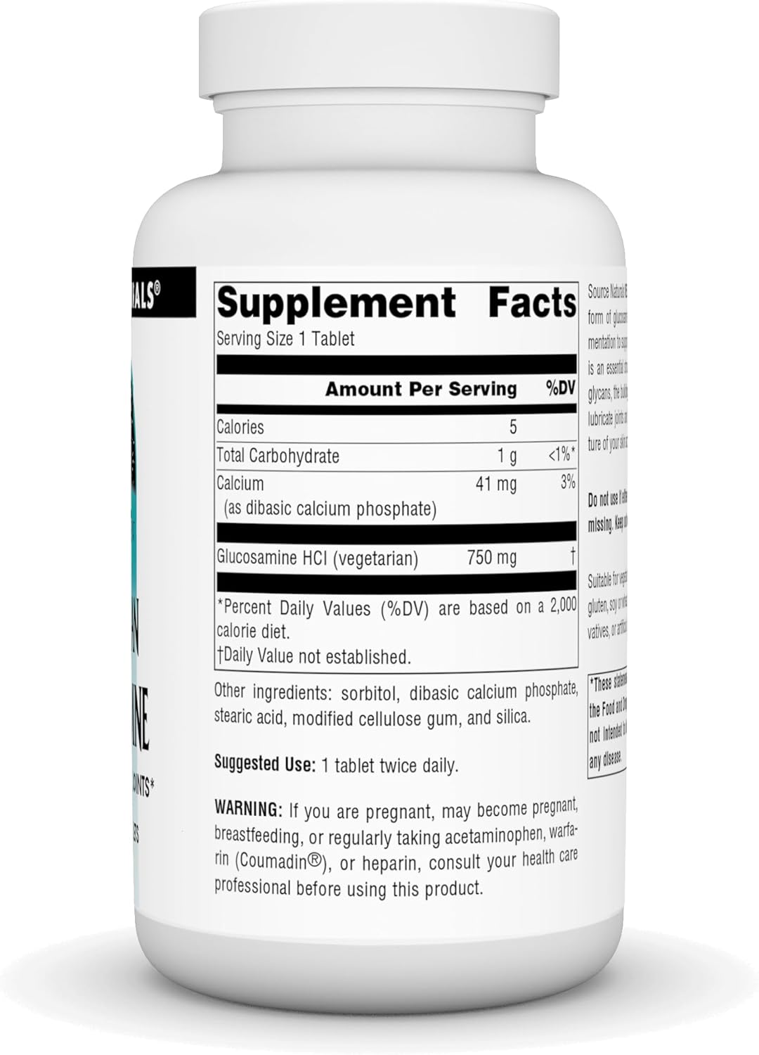 Vegetarian Glucosamine Tablets for Healthy Joints - 750mg, 120ct - Source Naturals