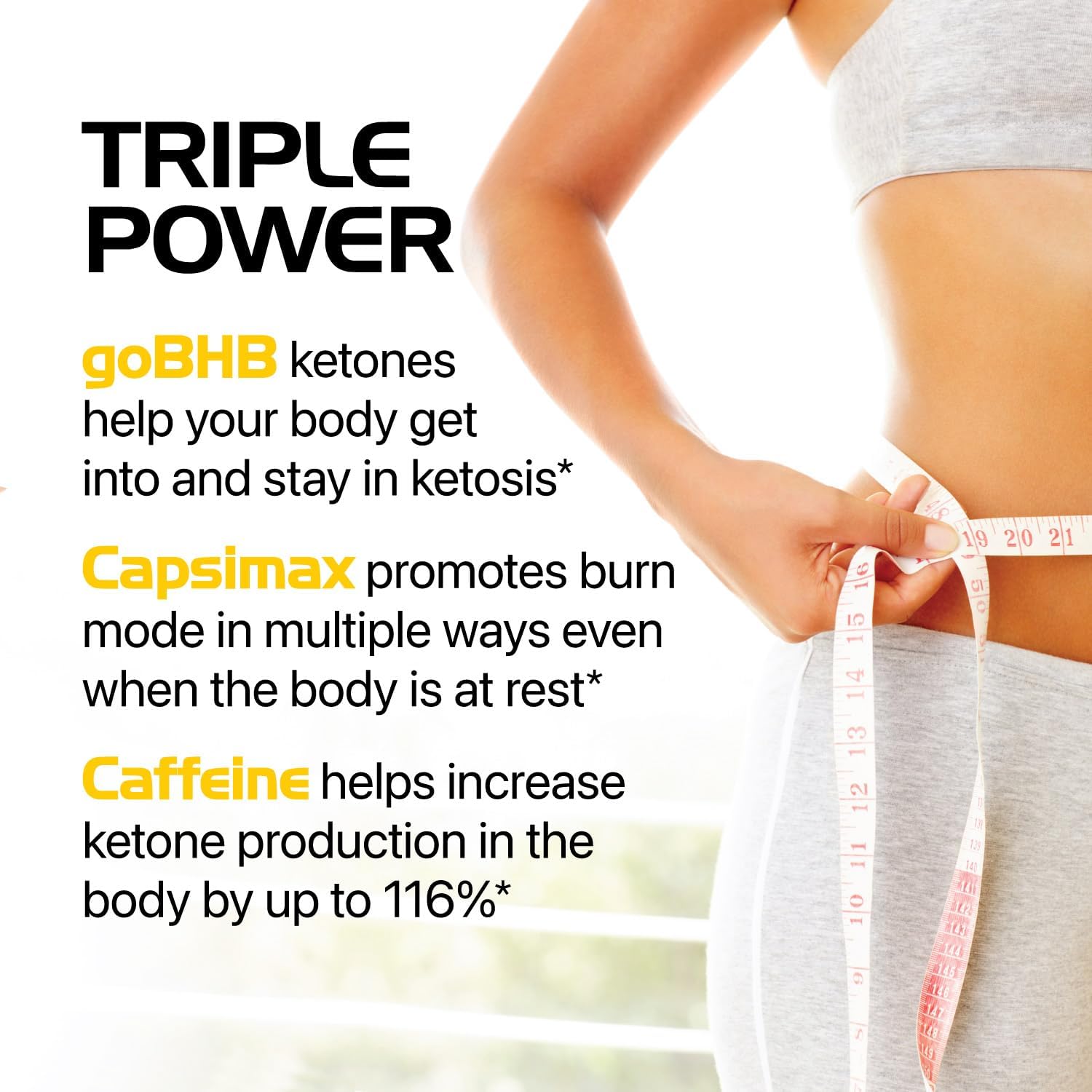 Vegetarian Keto BHB Supplement for Energy, Focus & Ketosis Support - Exogenous Ketones with Capsimax & Caffeine - Body Sculpting Diet Pills - Non-GMO - 1 Month Supply