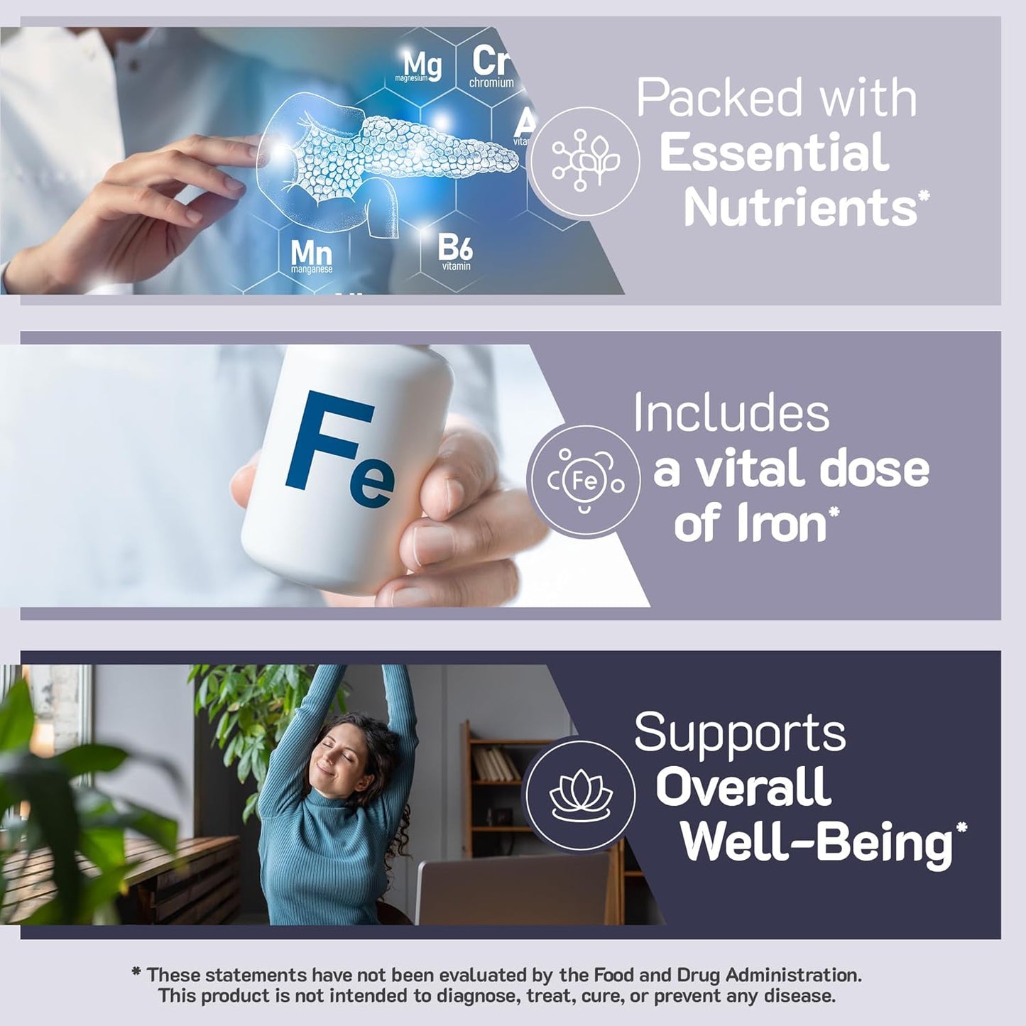 Vegetarian Kosher Multivitamin Gummies with Iron for Adults - Grape Flavor - Vitamin A C B6 B12 Biotin Zinc - No Calcium - Men/Women (60 Count) - BoostGo Australia