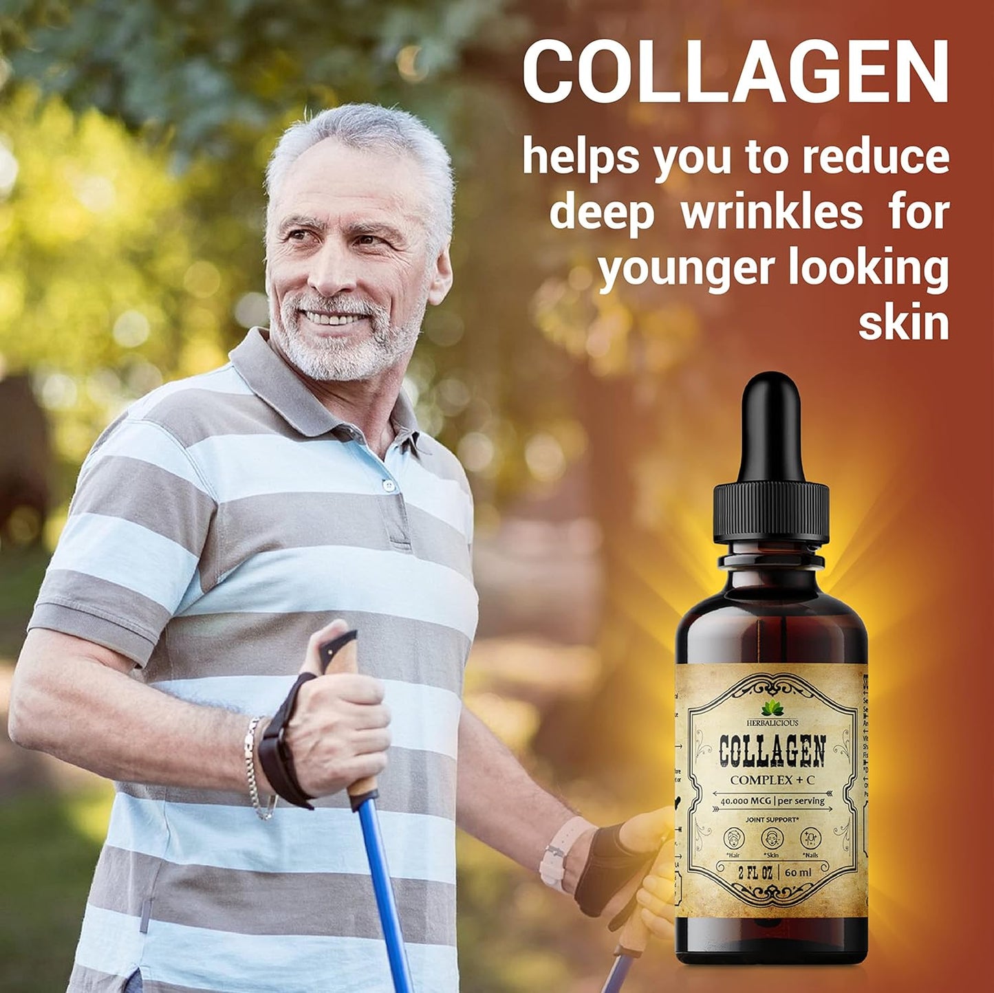Vegetarian Liquid Collagen Supplement with Marine Cartilage and Vitamin C for Joint, Hair, Skin, and Nail Health - 2 fl. oz