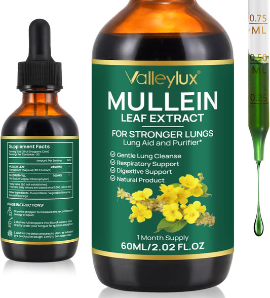 Vegetarian Mullein Leaf Extract Drops for Lung Health - Natural Cleanse Supplement - 2 FL OZ Bottle - BoostGo Australia